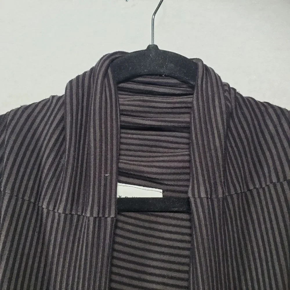 L Bryn Walker Knit Striped Shawl Collar Waterfall Cardigan Longline Lagenlook - Picture 9 of 13